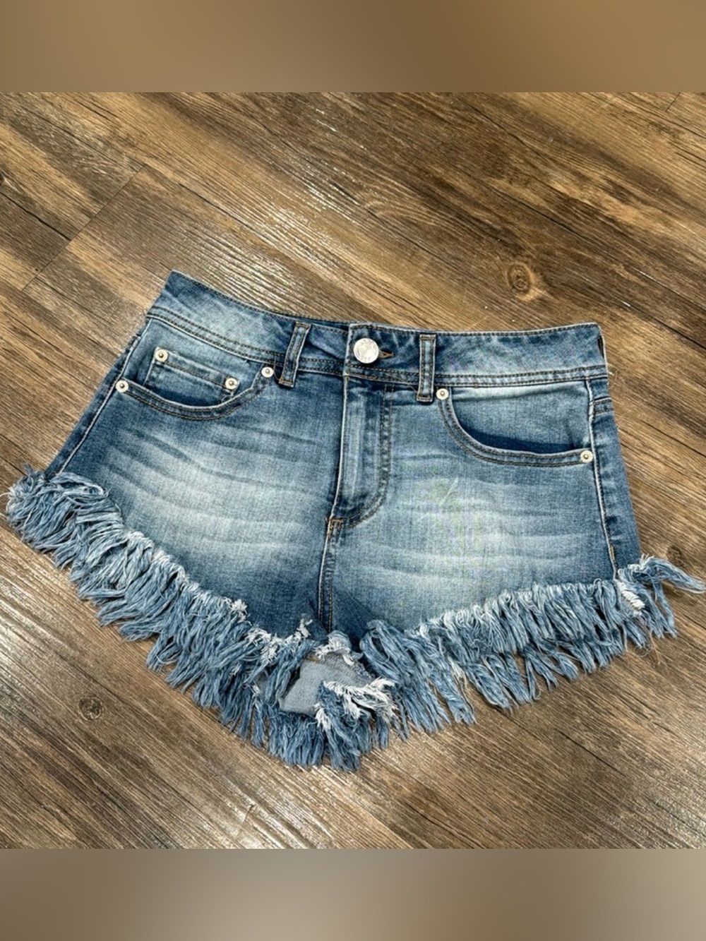 Boom Boom Jeans Frayed Fringe Denim Shorts | Size 5 | Festival Western Boho